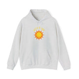 Watch Me Shine men's graphic hoodie in gray with sun design, perfect for stylish casual wear and outdoor events.