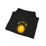 Watch Me Shine Men's Graphic Hoodie in black with vibrant sun design, perfect for stylish casual wear.