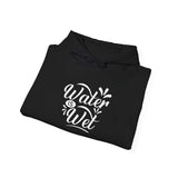 Black women's graphic hoodie featuring the phrase 'Water Is Wet' in stylish white lettering.